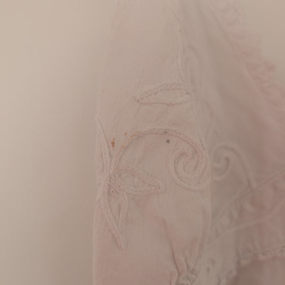 Elegant Whimsical White Embroidered Dress Size Large - Picture 6 of 10
